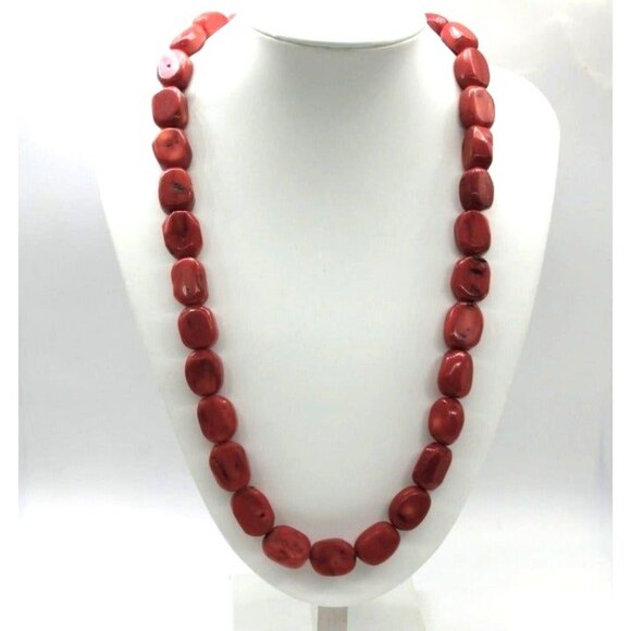 925 STERLING RED CORAL bead 26" necklace & 9"bracelet 226 grams - Picture 3 of 6